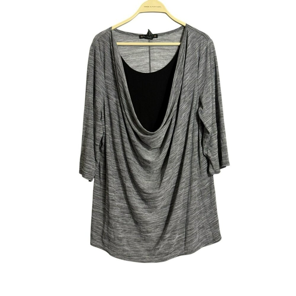 Suzie In City Blouse Women Plus Size 3X 3/4 Stretch Casual Draped Workwear Comfy